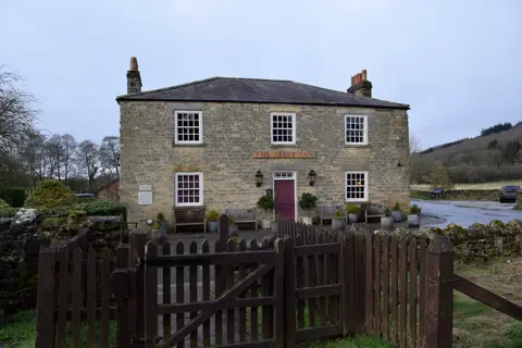 Photo of The Abbey Inn, a gastropub near Byland in the North York Moors, North Yorkshire, northern England.