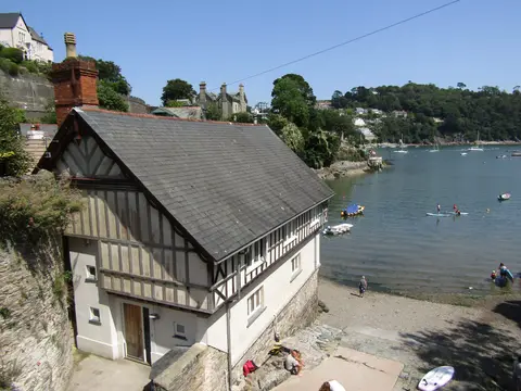 Photo of Warfleet Creek, Dart Estuary, a swimming spot near Dartmouth, Devon, south west England.