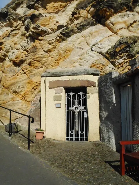 Photo of St Fillan's Cave, a cave near Pittenweem, Fife, central Scotland.