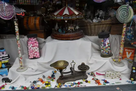 Photo of The Oldest Sweet Shop in England, a visitor attraction near Pateley Bridge in Nidderdale, North Yorkshire, northern England.