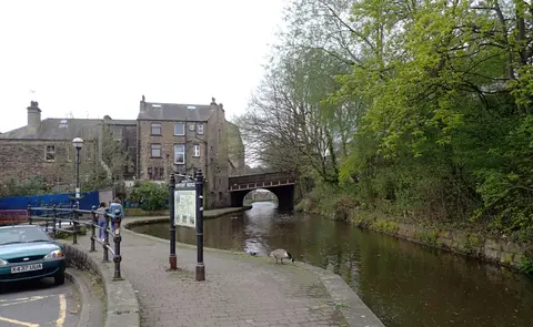 Photo of Sowerby Bridge, a village in West Yorkshire, northern England.