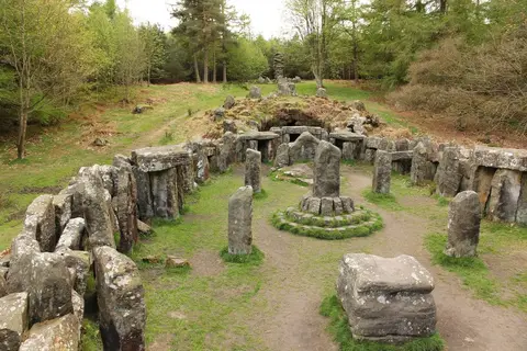Photo of Druid's Temple, a folly near Masham in Nidderdale, North Yorkshire, northern England.