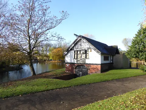 Photo of Hanley Park, a Grade II* registered house & garden near Stoke-on-Trent, Staffordshire, central England.