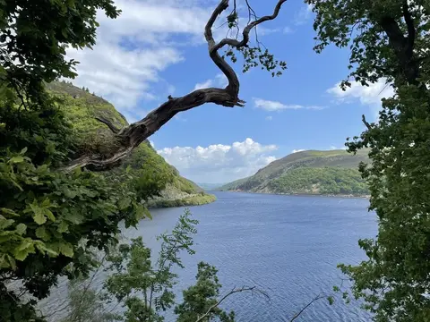 Photo of Caban Coch Reservoir, a reservoir near Rhayader, the Powys, mid Wales.