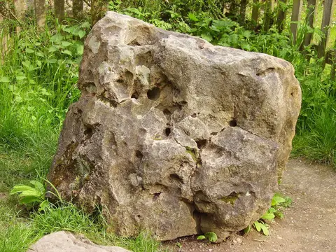 Photo of The Blowing Stone, a rock formation near Uffington in the North Wessex Downs, Oxfordshire, south east England.