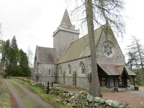 Photo of Crathie Kirk, a church in the Cairngorms, Aberdeenshire, north east Scotland.