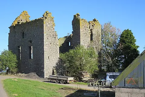 Photo of Evelick Castle, a ruined castle near Scone, Perth and Kinross, central Scotland.