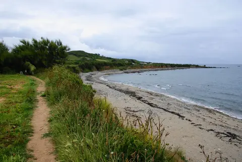 Photo of the coast at Mounts Bay, Cornwall, south west England.