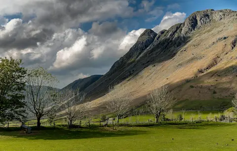 Photo of Great Langdale, a landmark near Chapel Stile in the Lake District, Cumbria, north west England.