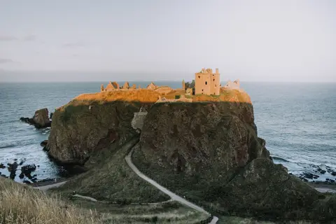 Photo of Dunnottar Castle, a ruined castle near Stonehaven, Aberdeenshire, north east Scotland.