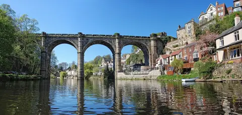 Photo of Knaresborough Viaduct, a landmark in North Yorkshire, northern England.