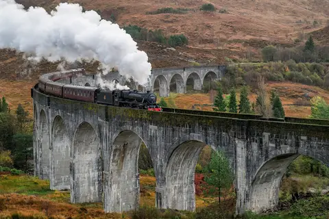 Photo of Glenfinnan, a village in Loch Shiel, Highland, the Scottish Highlands and Islands.