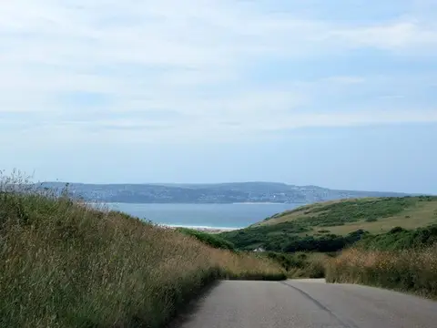 Photo of the coast from Godrevy to Portreath, Cornwall, south west England.