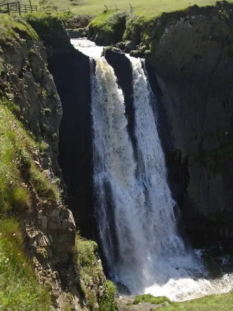 Photo of Speke's Mill Mouth Waterfall, a waterfall near Hartland, Devon, south west England.