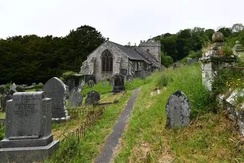 Photo of St Brynach's Church, Nevern, a church in Pembrokeshire, south west Wales.
