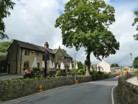 Photo of The Pendle Inn, a pub near Barley in the Forest of Bowland, Lancashire, north west England.