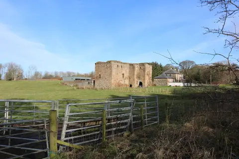 Photo of Thomaston Castle, a ruined castle near Maidens, South Ayrshire, southern Scotland.