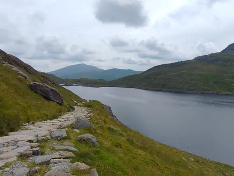 Photo of Llyn Llydaw, a lake near Beddgelert in Eryri, Gwynedd, north Wales.