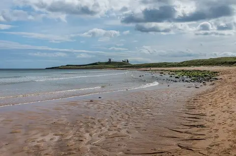 Photo of Embleton Bay, a beach in Northumberland, north east England.