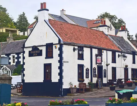 Photo of The Railway Inn, Lower Largo, a pub in Fife, central Scotland.