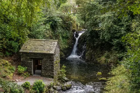 Photo of Rydal Falls, a waterfall in the Lake District, Cumbria, north west England.