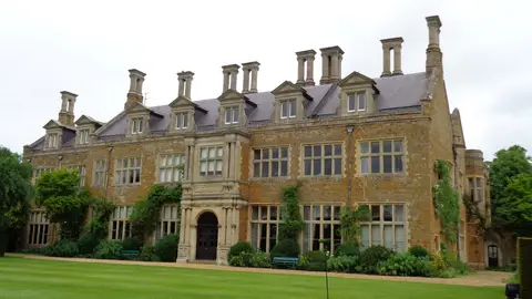 Photo of Holdenby House, a Grade I registered house & garden near Great Brington, Northamptonshire, central England.