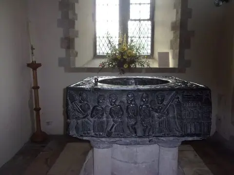 Photo of All Saints, East Meon, a church in the South Downs, Hampshire, south east England.