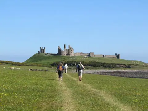 Photo: Craster to Dunstanburgh Coast Path, a viewpoint in Northumberland, north east England.