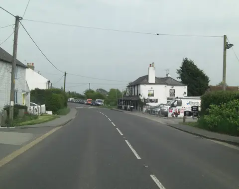 Photo of The Robin Hood Inn, a pub near Icklesham in the High Weald, East Sussex, south east England.