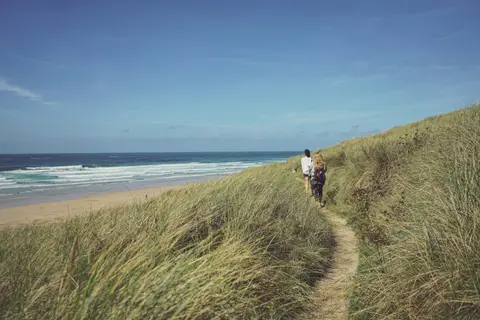 Photo of Perranporth, a swimming spot near St Agnes, Cornwall, south west England.