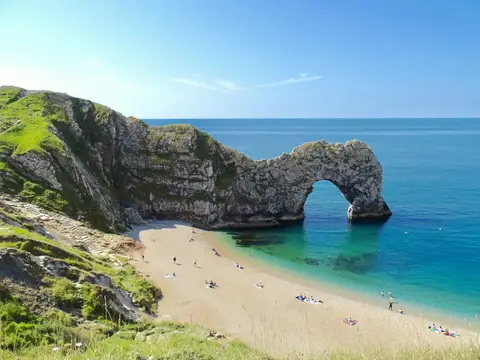 Photo of Durdle Door, a swimming spot near Osmington, Dorset, south west England.