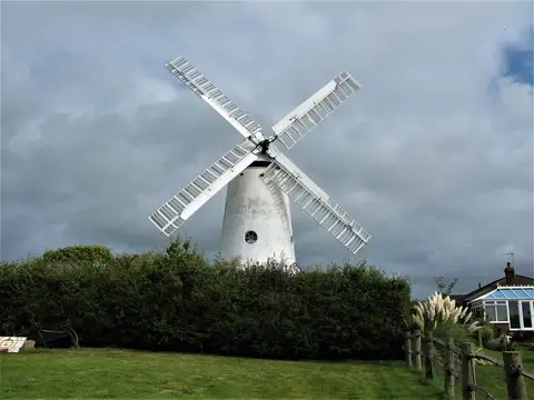 Photo of Stone Cross Windmill, a windmill in East Sussex, south east England.