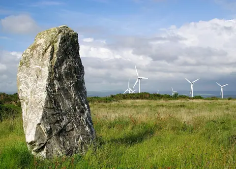 Photo of St Breock Downs Monolith, a standing stone near Padstow, Cornwall, south west England.