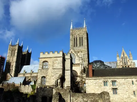 Photo of Lincoln Medieval Bishops' Palace, a ruined palace in Lincolnshire, central England.