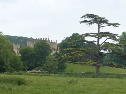 Photo of Sherborne Castle Gardens, a Grade I registered house & garden in Dorset, south west England.