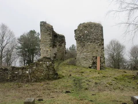 Photo of Lochore Castle, a ruined castle near Kinross, Fife, central Scotland.