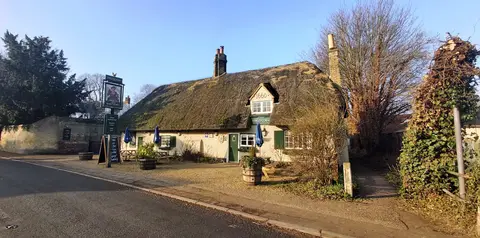 Photo of The John Barleycorn, a pub near Duxford, Cambridgeshire, eastern England.