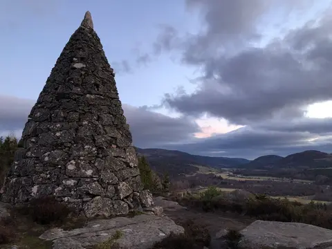 Photo of Balmoral Cairns, a folly near Crathie in the Cairngorms, Aberdeenshire, north east Scotland.