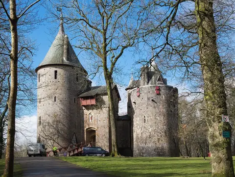 Photo of Castell Coch, a ruined castle near Caerphilly, Cardiff, south east Wales.