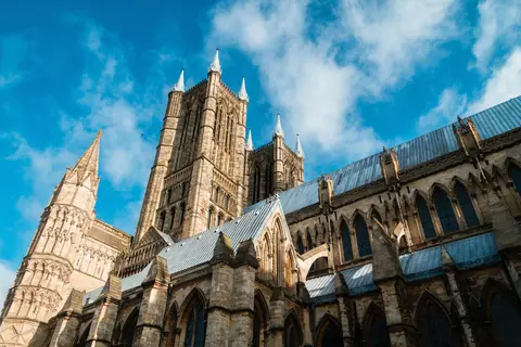 Photo of Lincoln Cathedral, a cathedral in Lincolnshire, central England.