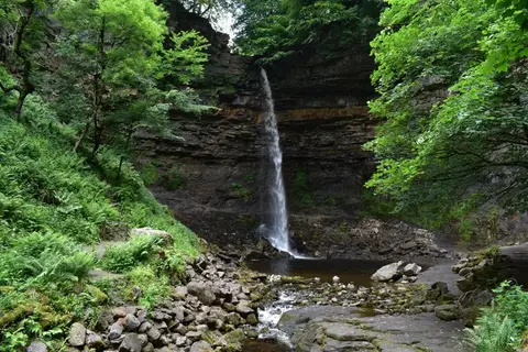 Photo of Hardraw Force, a waterfall near Hawes in the Yorkshire Dales, North Yorkshire, northern England.