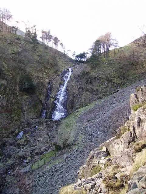 Photo of Taylorgill Force, a waterfall near Seatoller in the Lake District, Cumbria, north west England.