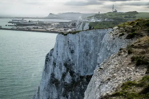 Photo of White Cliffs of Dover, a landmark near Deal, Kent, south east England.
