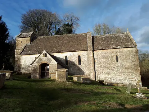 Photo of St Michael's Church, Duntisbourne Rouse, a church in the Cotswolds, Gloucestershire, south west England.