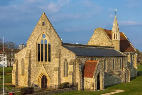 Photo of Royal Garrison Church, Portsmouth, a ruined church in Hampshire, south east England.