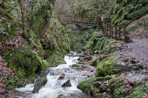 Photo of Dollar Glen, a waterfall in Clackmannanshire, central Scotland.