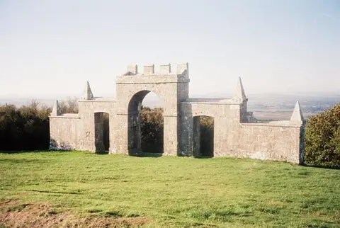 Photo of Creech Grange Arch, an ancient site near Corfe Castle, Dorset, south west England.