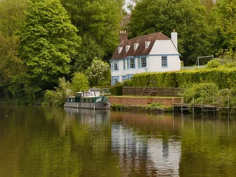 Photo of the River Medway, a 19-mile river navigation running from Tonbridge to Allington Lock, south east England.