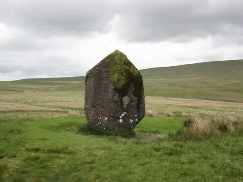Photo of Maen Llia, a standing stone near Ystradfellte in Bannau Brycheiniog, the Powys, mid Wales.