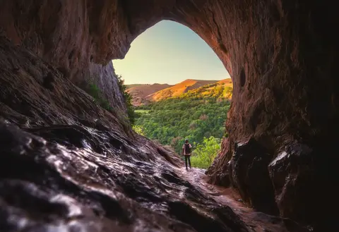 Photo of Thor's Cave, a cave near Grindon in the Peak District, Staffordshire, central England.